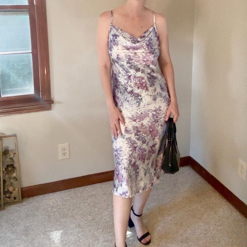 Vintage 90s Y2K Bebe Watercolor Grunge Fairycore Slip Dress Size Small